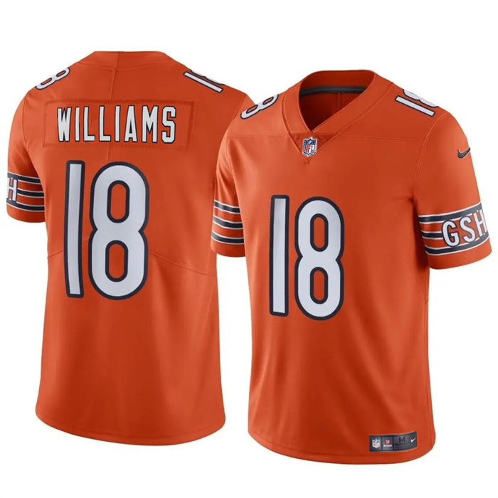 Men's Chicago Bears #18 Caleb Williams Orange 2024 Draft F.U.S.E. Vapor Football Stitched Jersey